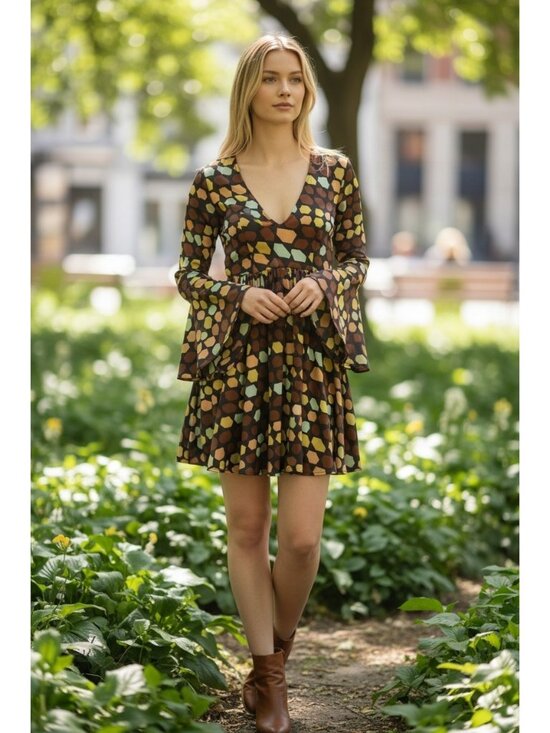 Smak Parlour Dresses & Skirts - Unique Vintage Smak Parlour Medium Geometric Aura Babydoll Dress Casual Boho